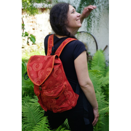 rucksack aus fester Baumwolle mit Mandaladruck, verstellbare Träger mit Schnallen