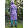 Langarm Organic - Kleid " Stripe" mit Wasserfallkragen und Kaputze. GOTS zertifiziert