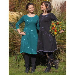 Naturtextil Kleid mit langen Ärmeln, organic cotton, Muster gestickt und gedruckt