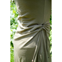 naturtextil Kleid, einfärbig mit Wasserfall Kragen, seitlich Bänder zum raffen