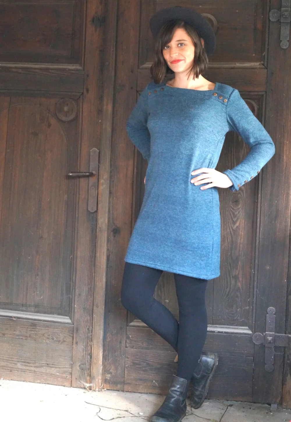 warmes Winterkleid - beige / m/l