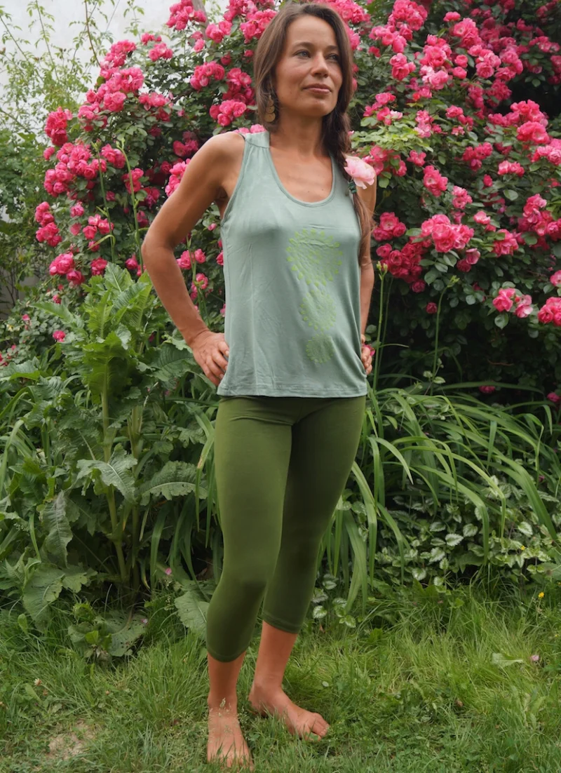 3/4 Leggings aus Bio-Baumwolle - grün / small