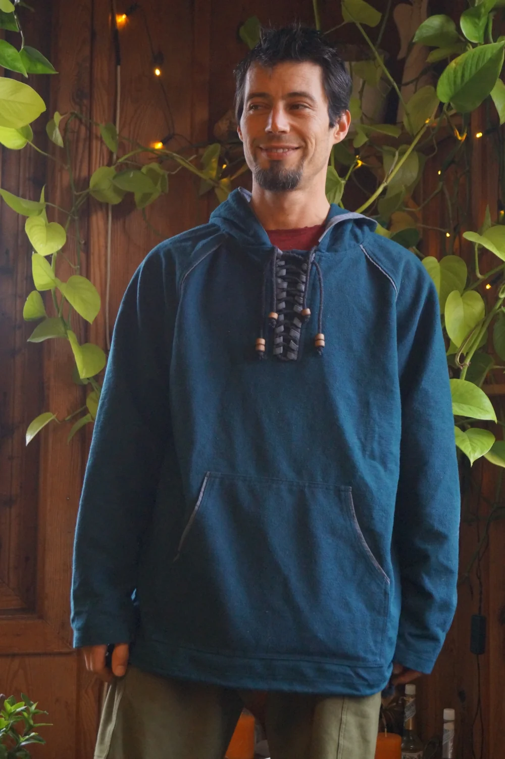 solider Pullover aus Baumwolle - petrol / m