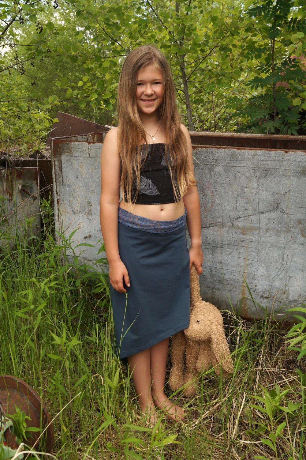Organic Rock "Titania" aus GOTS-zertifizierter Bio-Baumwolle - grau-blau / small
