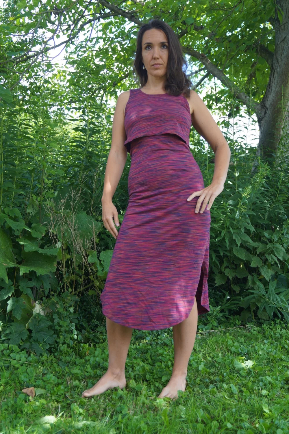 Kleid aus melierter GOTS-zertifizierter Bio-Baumwolle - blau / large