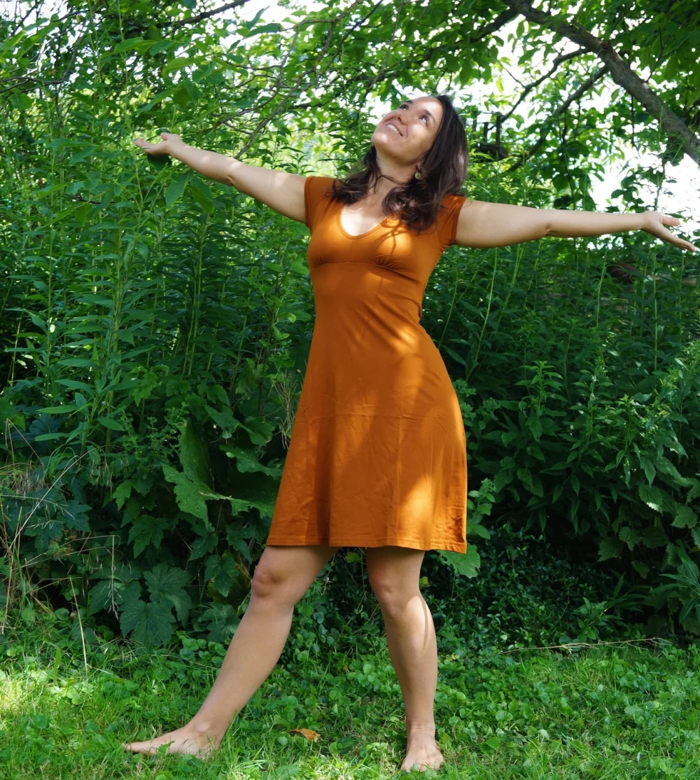 Sommerkleid aus GOTS-zertifizierter Bio-Baumwolle - curry / small