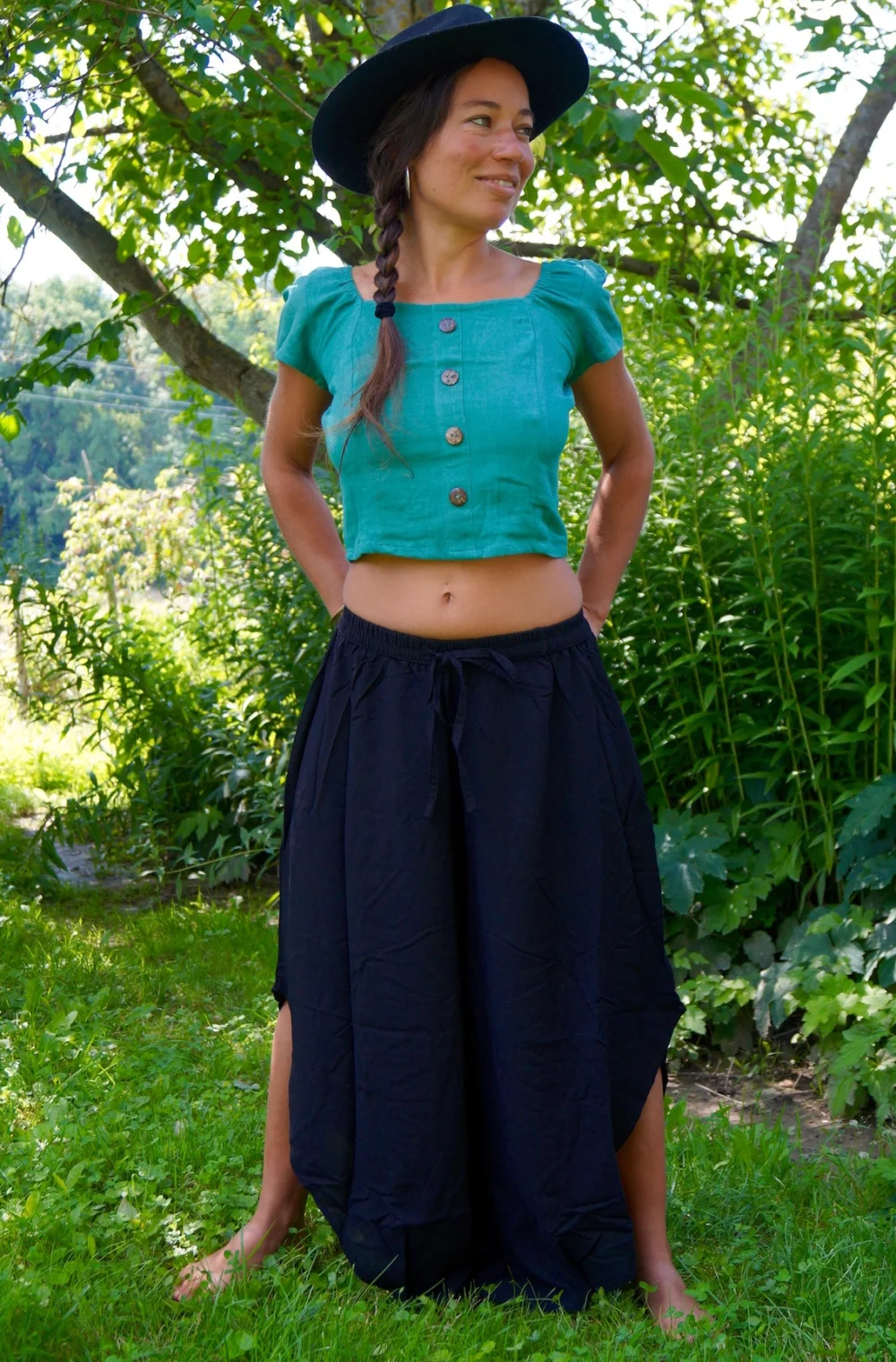 Baumwoll Shirt "Adele" - türkis / m/l
