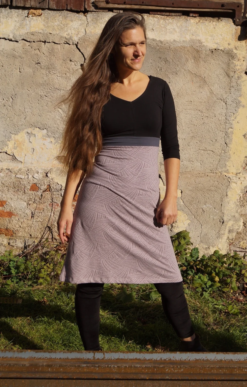 Organic Langarm Kleid aus GOTS-zertifizierter Jacquard Bio-Baumwolle - türkis / small