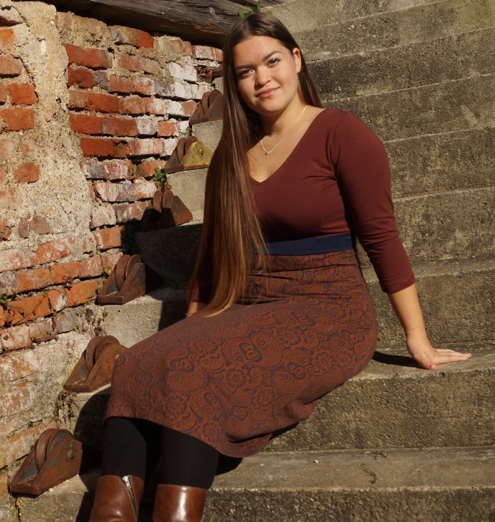 Organic Langarm Kleid aus GOTS-zertifizierter Jacquard Bio-Baumwolle - türkis / small