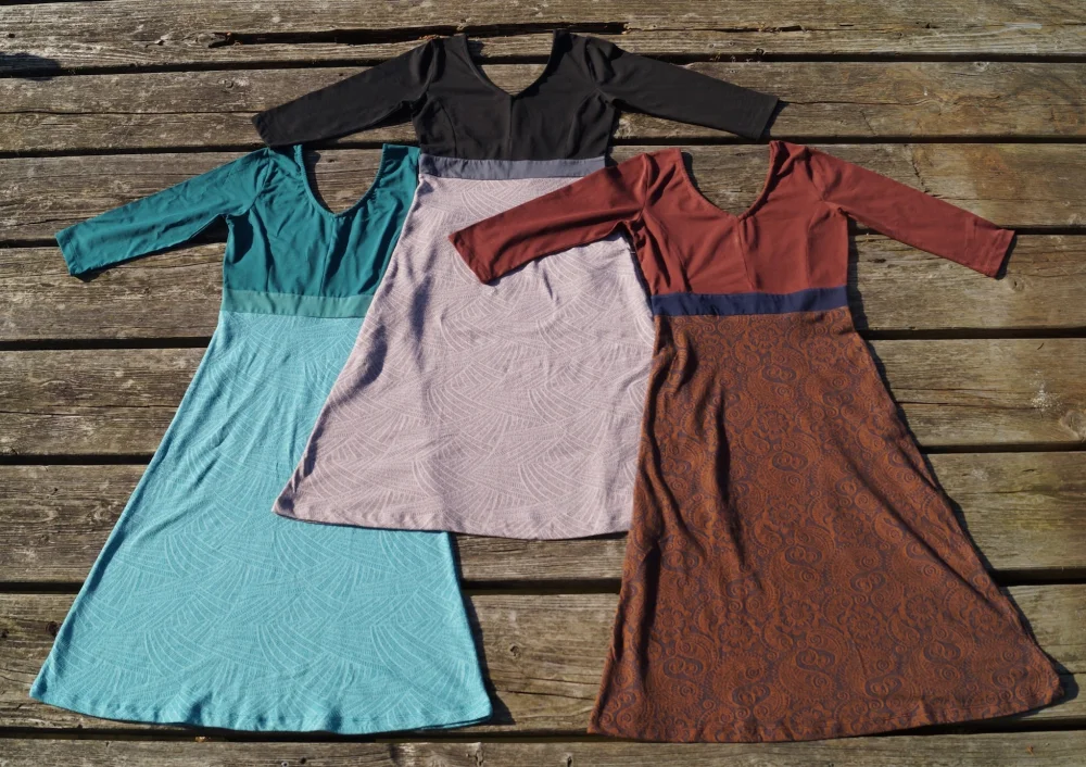 Organic Langarm Kleid aus GOTS-zertifizierter Jacquard Bio-Baumwolle - türkis / small