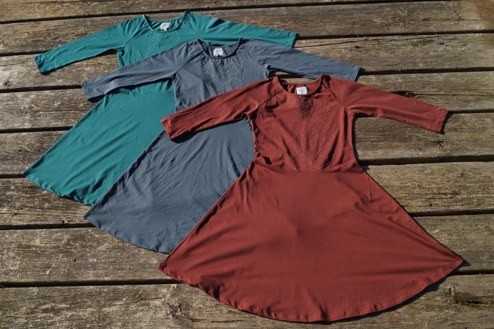 Kleid "Burlington" aus GOTS-zertifizierter Bio-Baumwolle - grau-blau / large