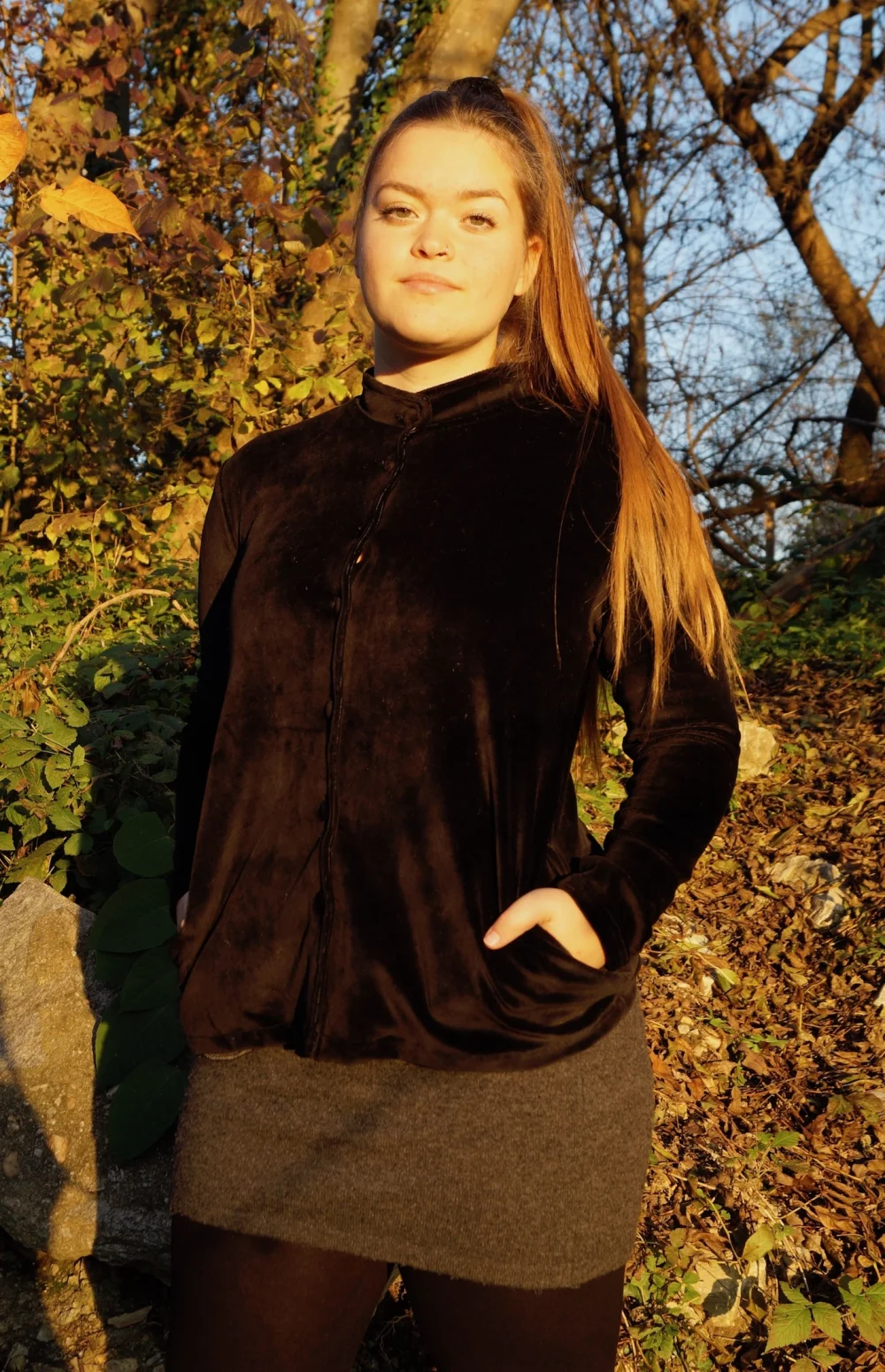 weiche Nickisamt Jacke "Cozy Dream" - grün / small