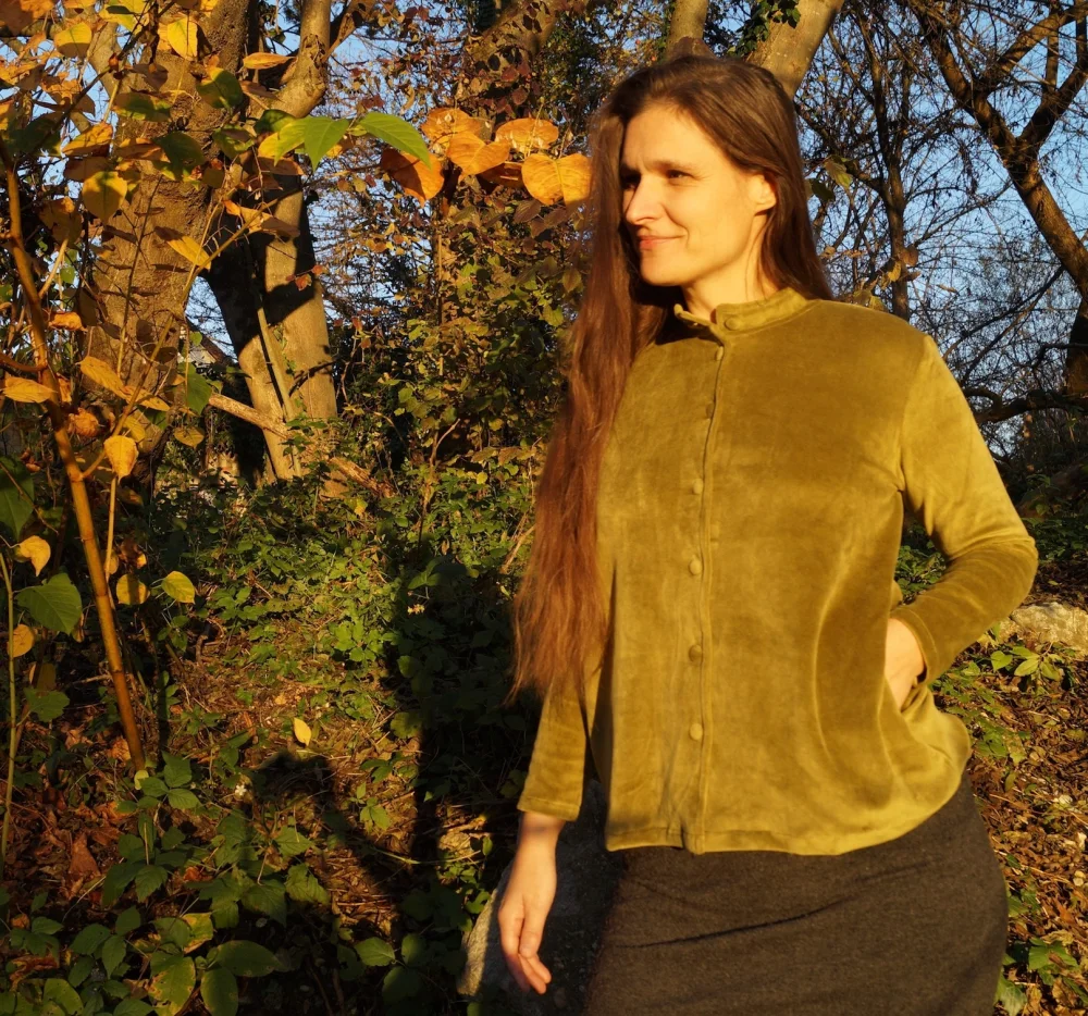 weiche Nickisamt Jacke "Cozy Dream" - grün / small