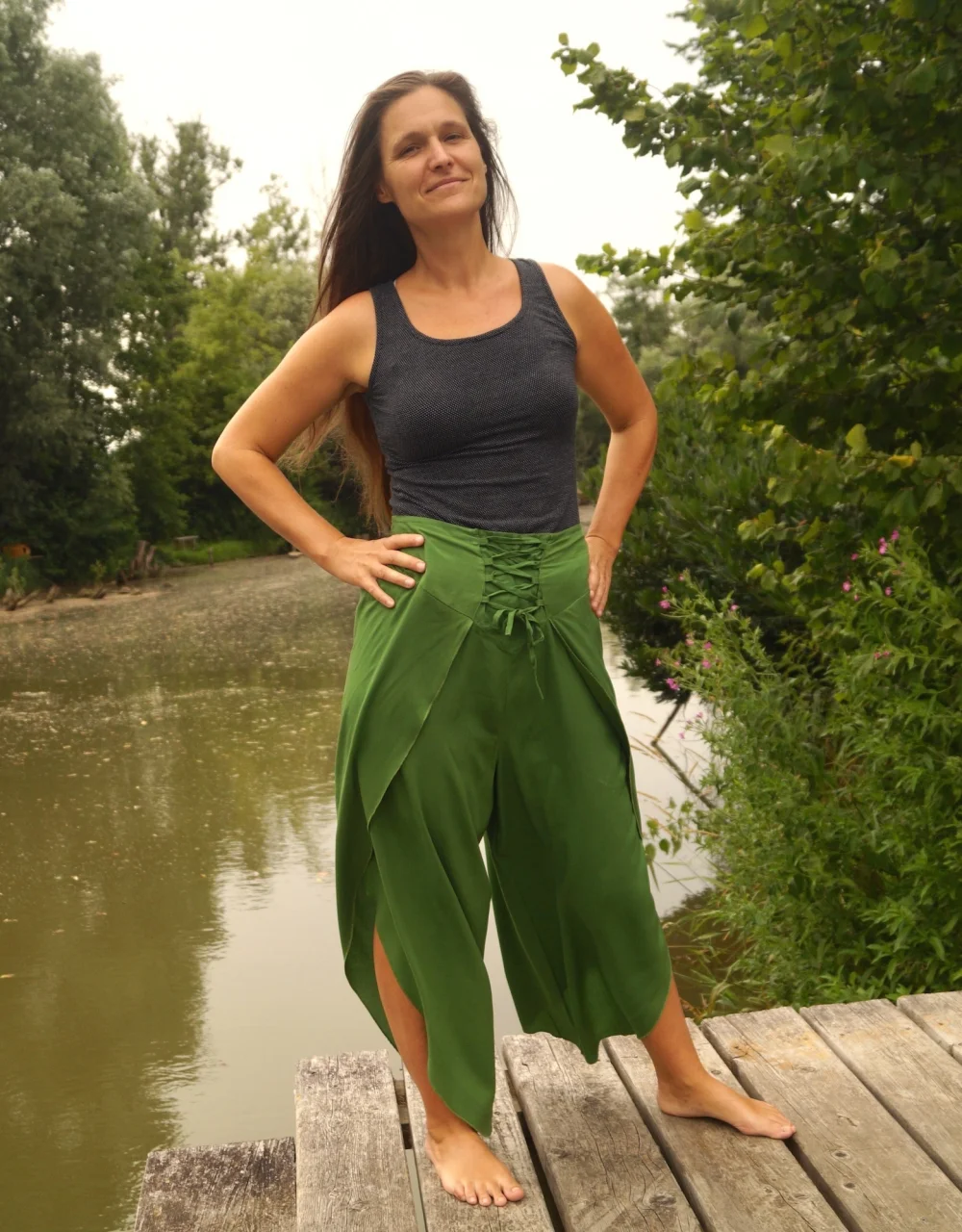 lockere Sommerhose mit Schnürung - rost / s/m