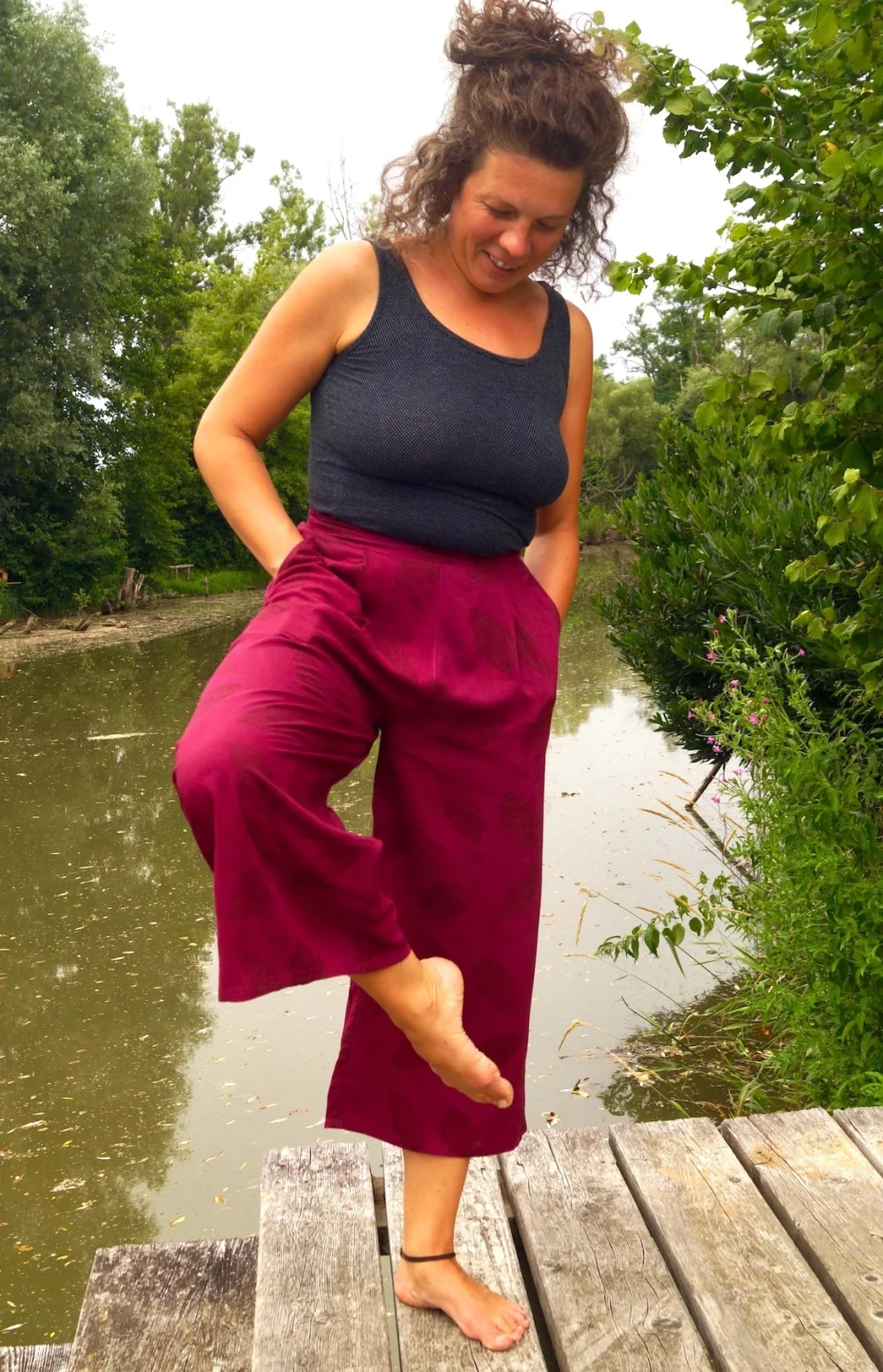 Lockere Sommerhose - grün / small