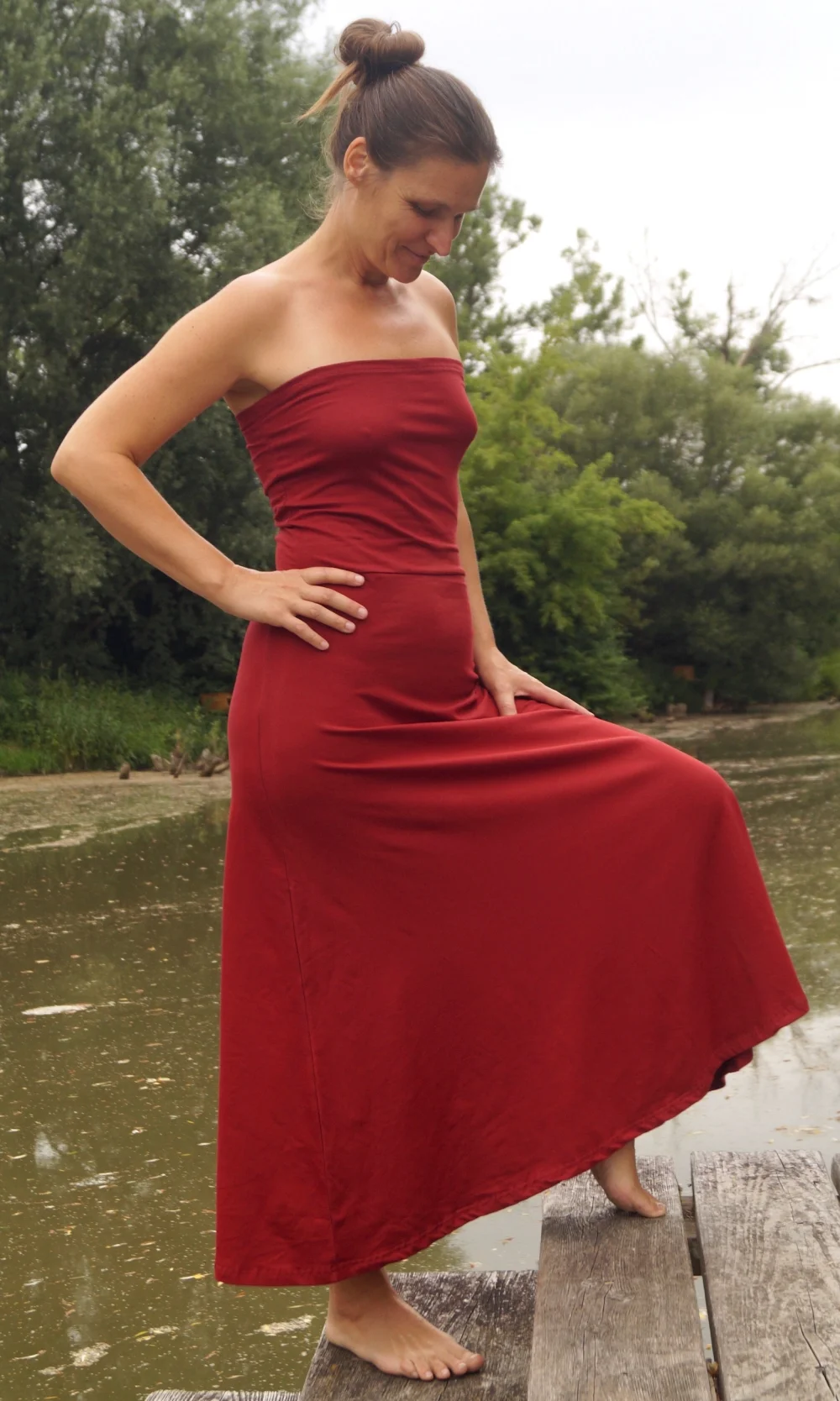 Vielseitiger Sommerrock & Sommerkleid aus Bio-Baumwolle – 2-in-1-Design - lila / s/m