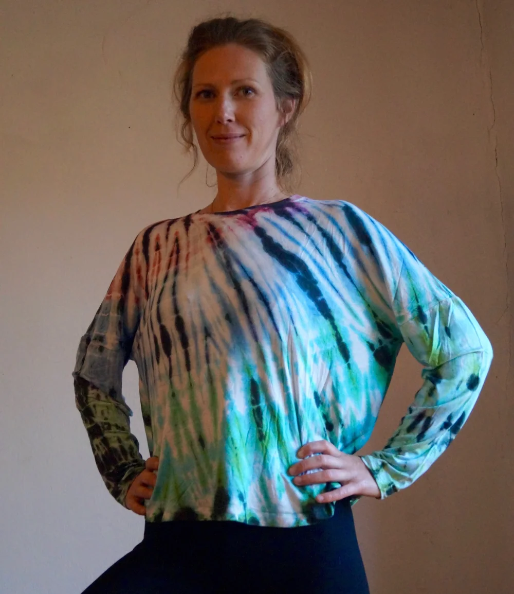 Batik Langarm Shirt - blau/gelb / m/l