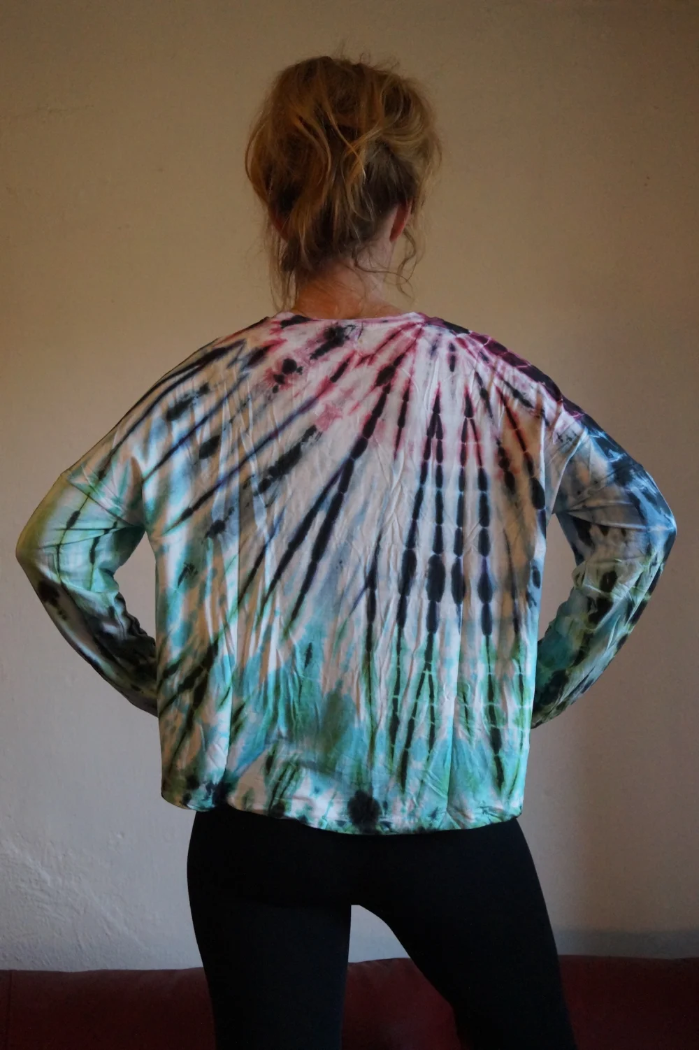 Batik Langarm Shirt - blau/gelb / m/l