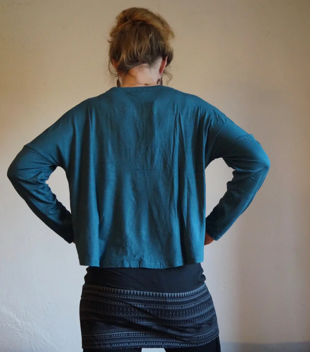 Langarm Shirt mit Feder Print - schwarz / s/m