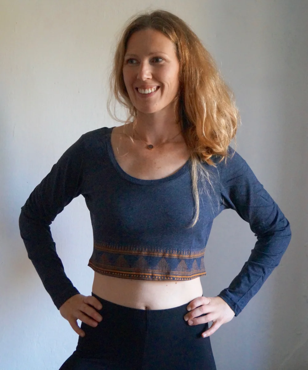 Langarm Crop Shirt aus GOTS-zertifizierter Bio-Baumwolle - grün / small
