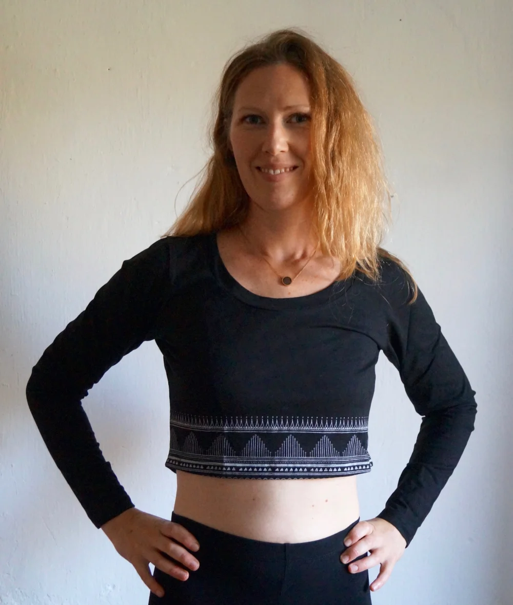 Langarm Crop Shirt aus GOTS-zertifizierter Bio-Baumwolle - grün / small