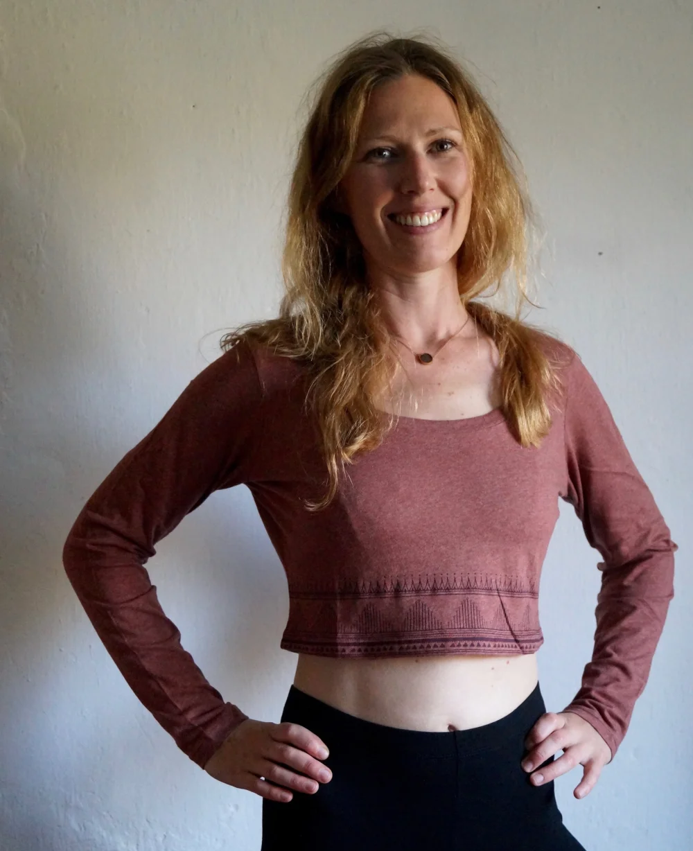 Langarm Crop Shirt aus GOTS-zertifizierter Bio-Baumwolle - grün / small