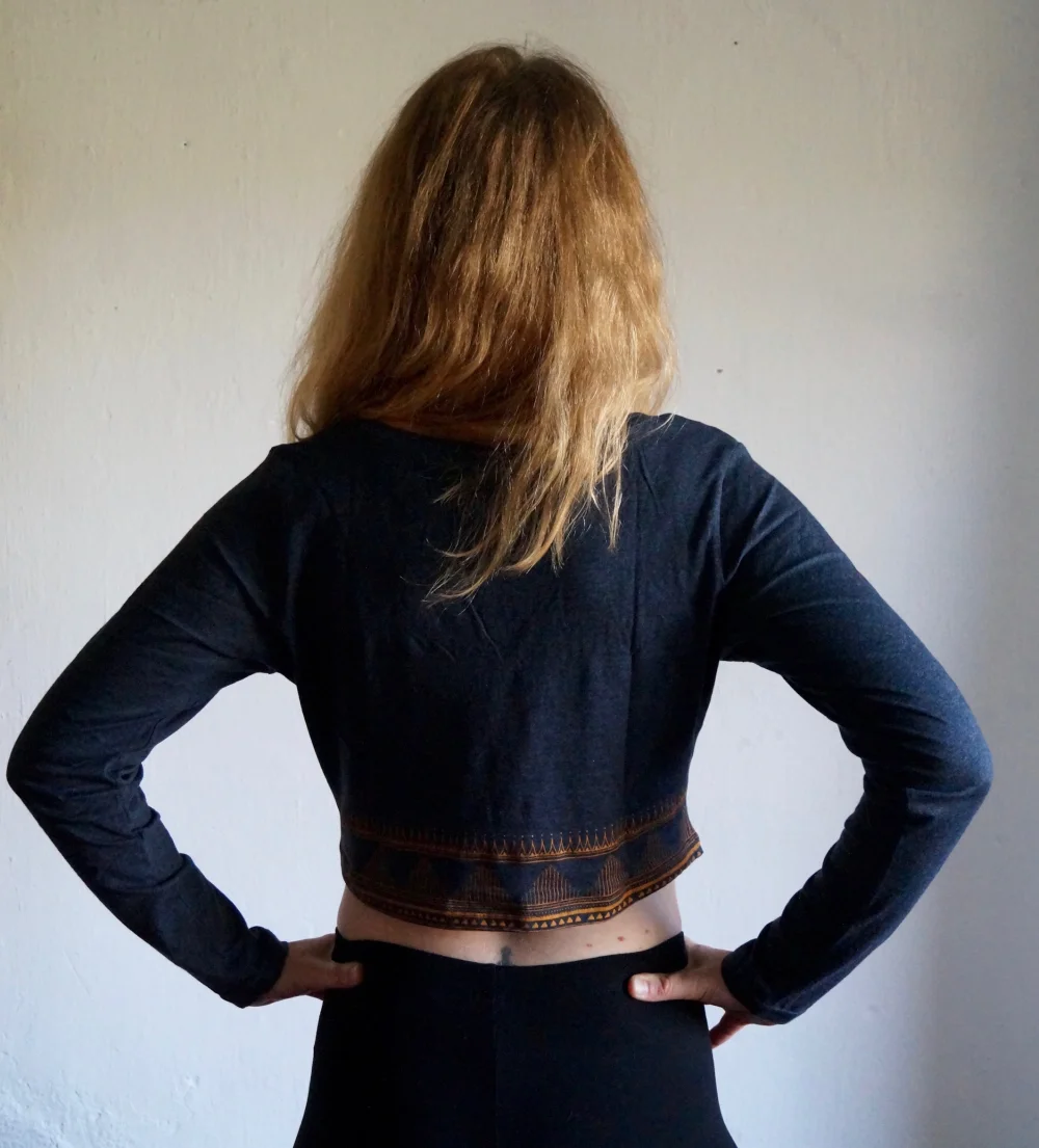 Langarm Crop Shirt aus GOTS-zertifizierter Bio-Baumwolle - grün / small