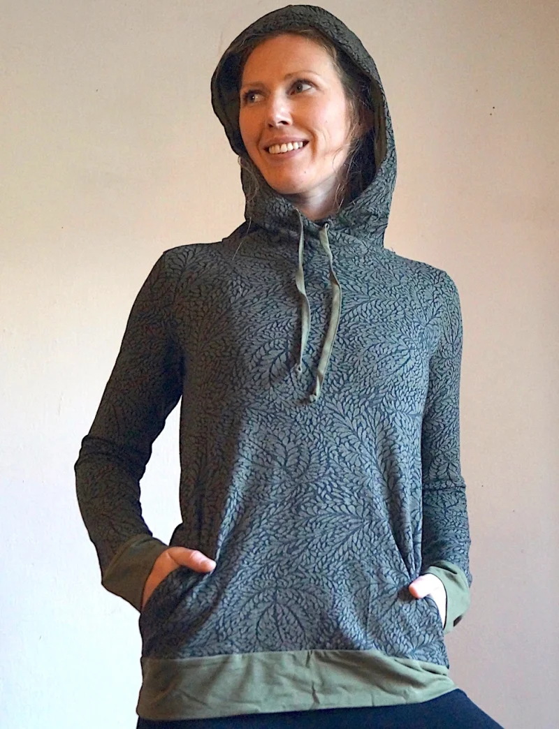 Kaputzensweater aus GOTS zertifizierter Jecquardbiobaumwolle