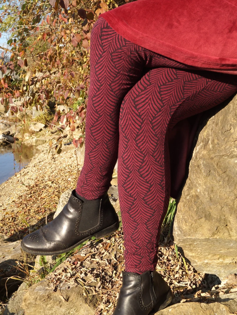Organic Jacquard Leggings aus GOTS-zertifizierter Bio-Baumwolle - rot / large