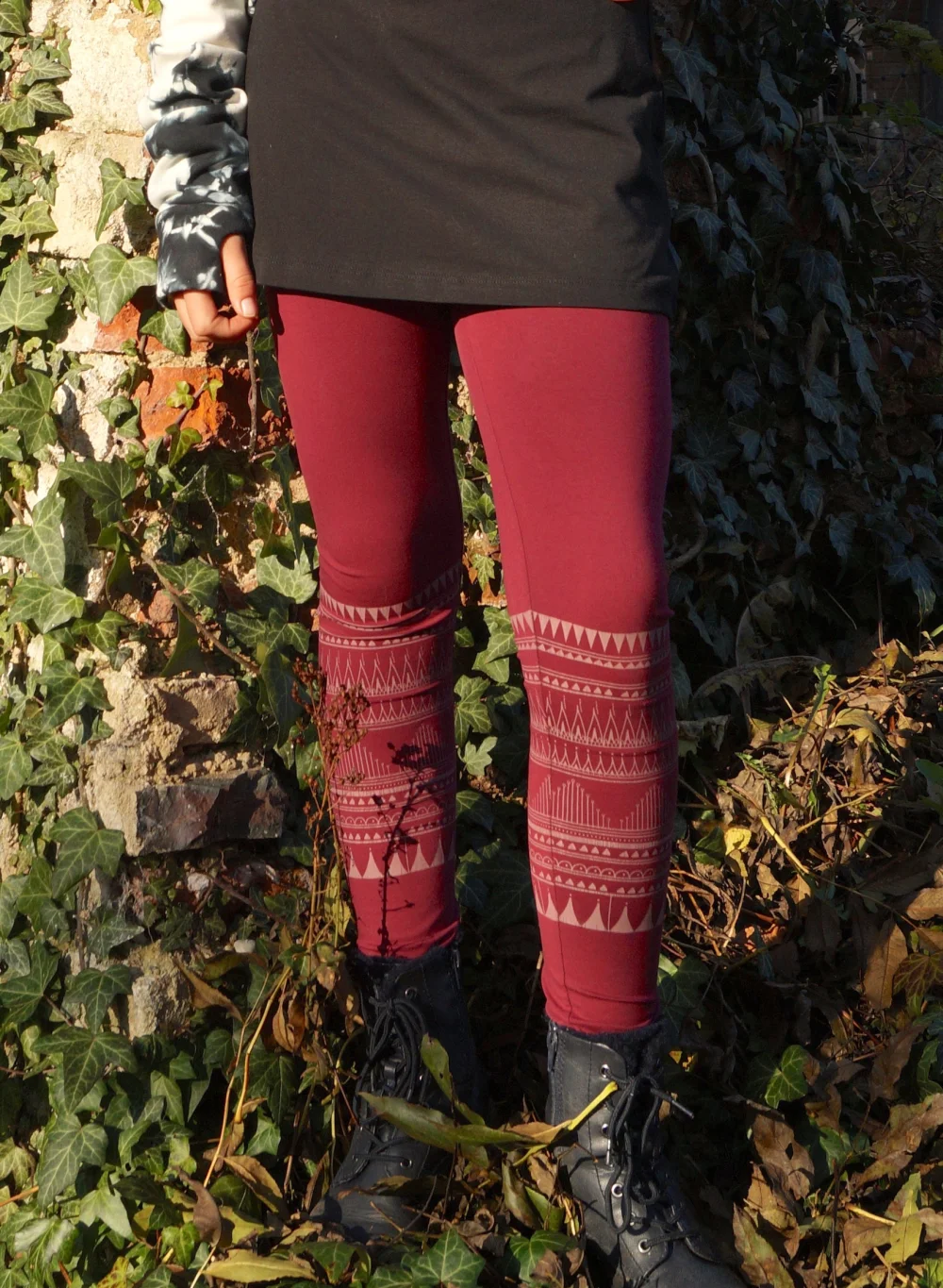 Leggings "Oslo" aus GOTS-zertifizierter Bio-Baumwolle - weinrot / large