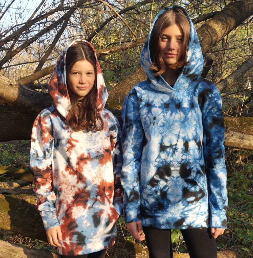 Batik Hoodie aus Baumwolle - braun / medium