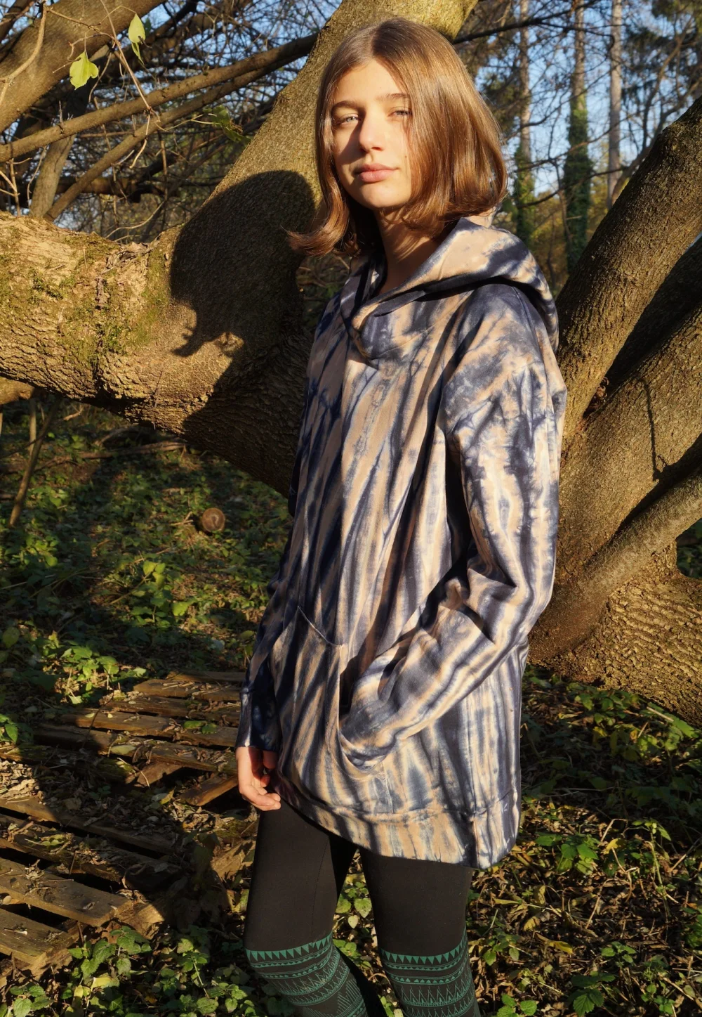 Batik Hoodie aus Baumwolle - braun / medium