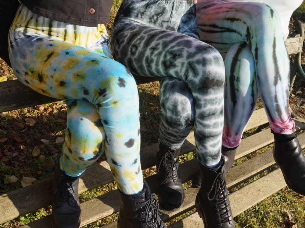 Batik Leggings - grün/ blau/ rot / s/m
