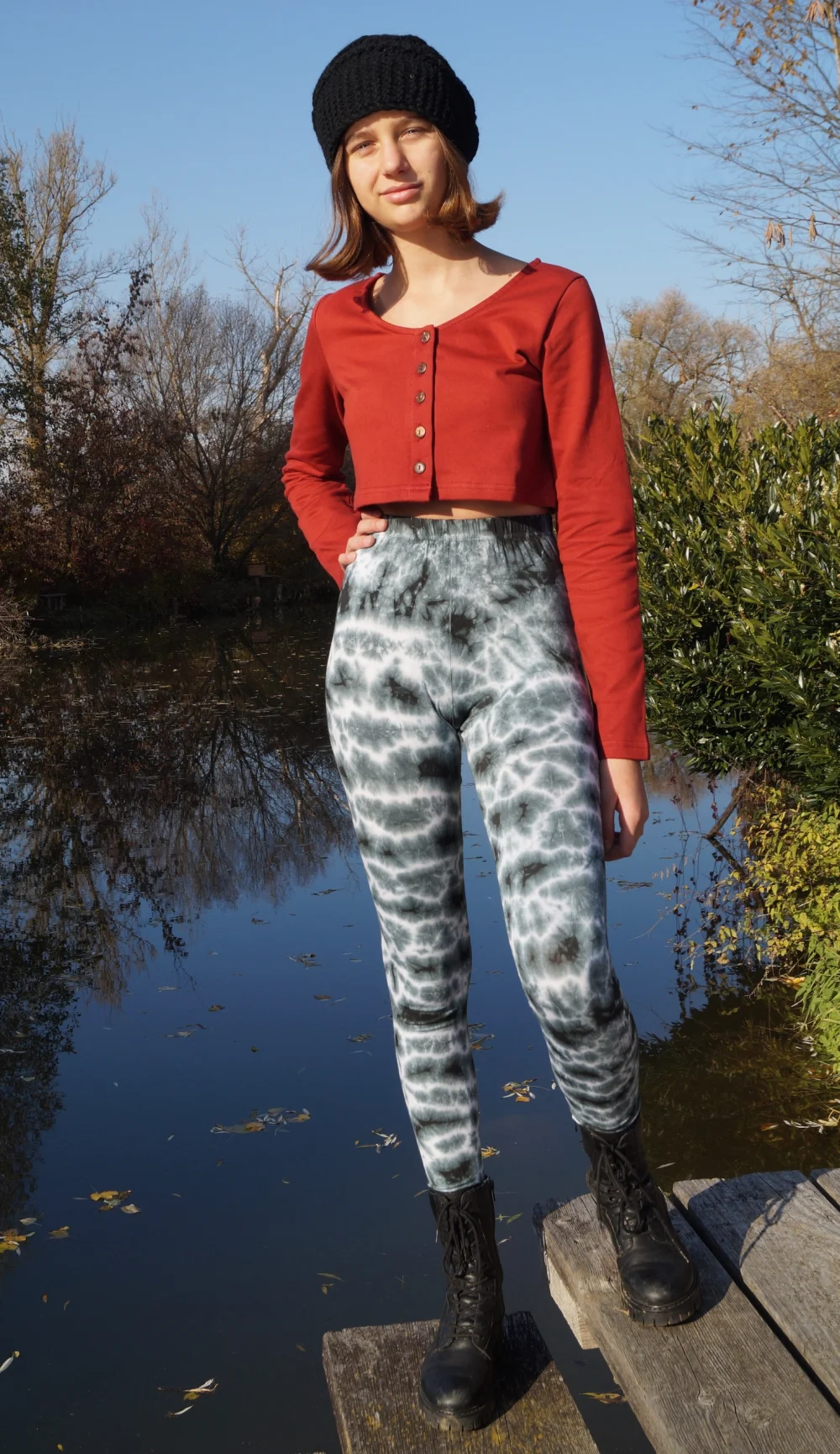 Batik Leggings - grün/ blau/ rot / s/m