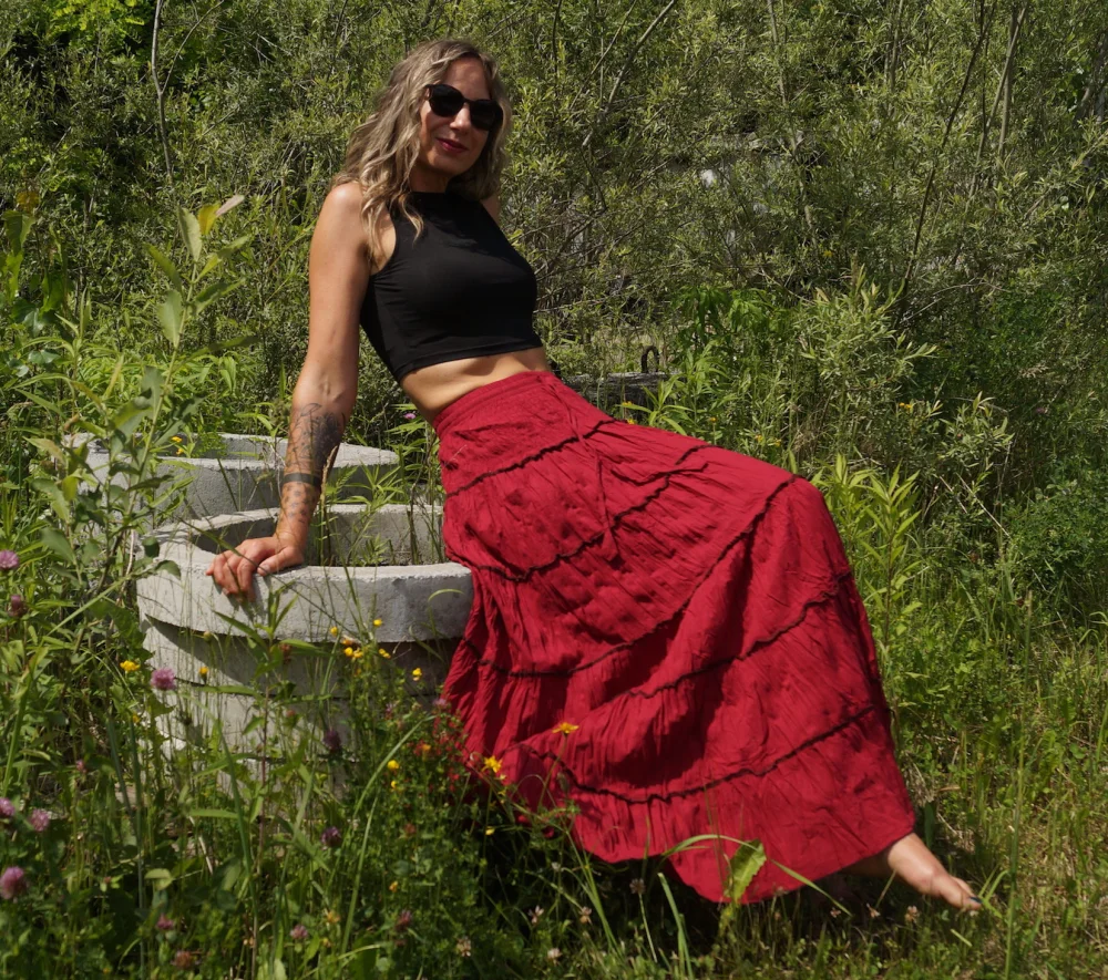 langer Gipsy Rock "Esmeralda" - rot / l/xl