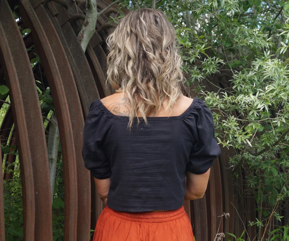 Baumwolltop "Carmen" - schwarz / small