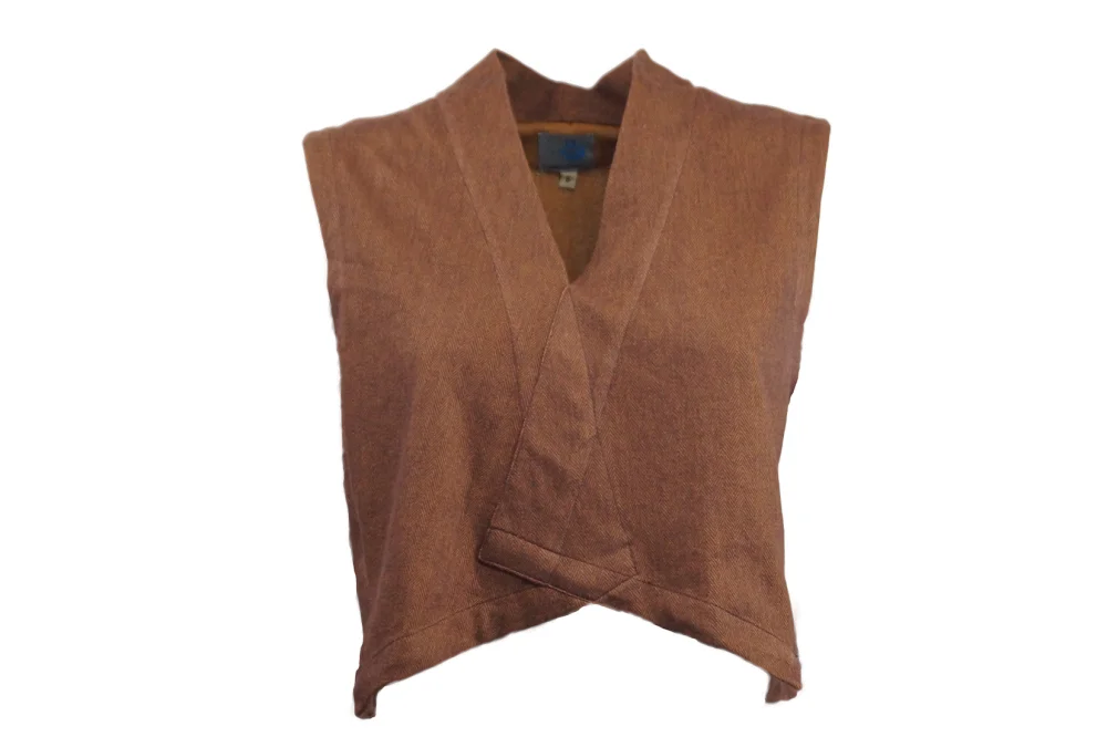 Weste "Marie" aus GOTS zertifiziertem Bio-Baumwoll-Jacquard - senf / medium