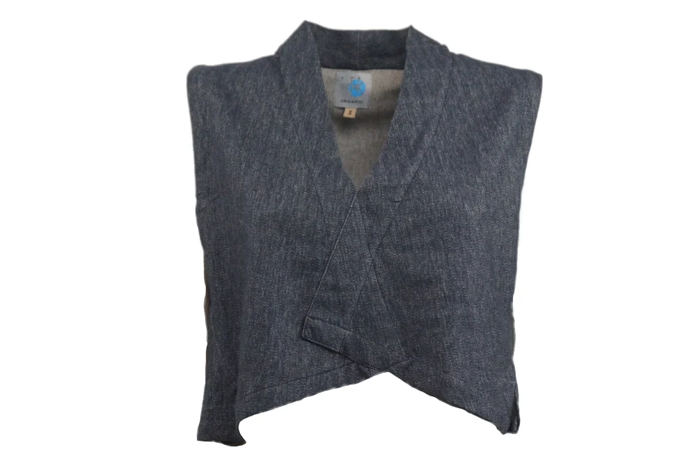 Weste "Marie" aus GOTS zertifiziertem Bio-Baumwoll-Jacquard - senf / medium