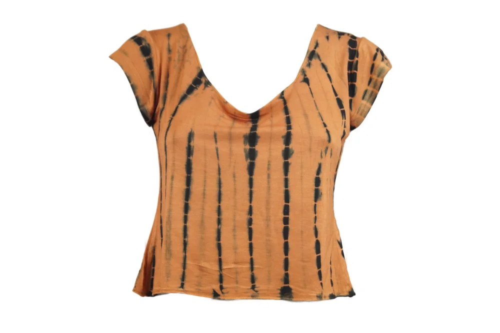 Batik Shirt "Woodstock" - orange/schwarz batik / s/m
