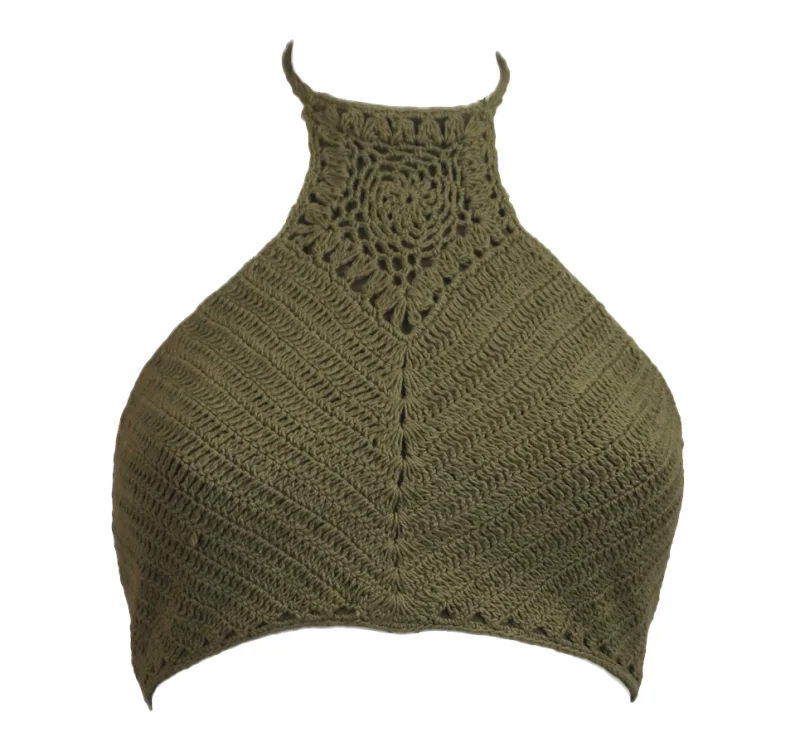 Häkeltop "Arambol" - olive