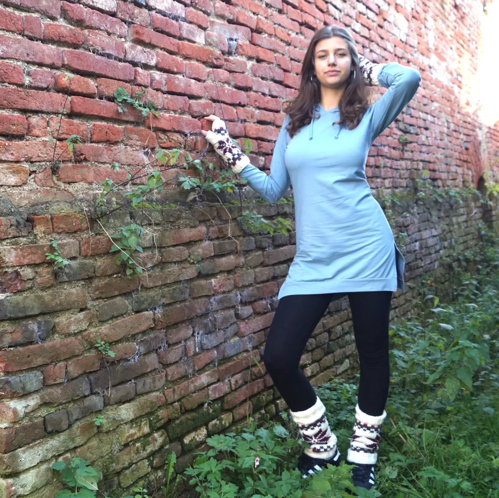 Hoodie Kleid "December" aus GOTS-zertifizierter Bio-Baumwolle - grau / x-large