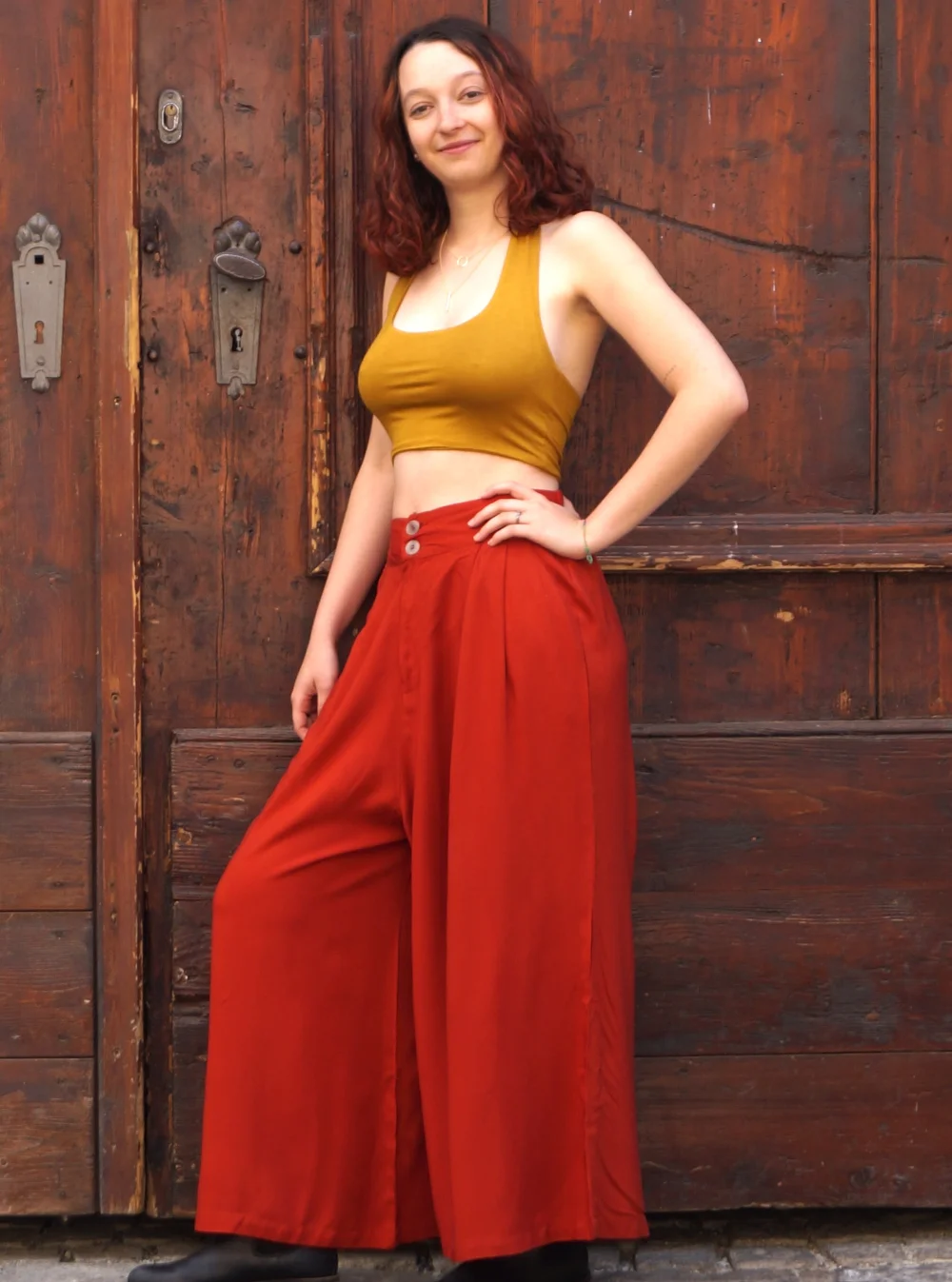 leichte Sommer-Hose aus ECOVERO Viskose - rost / m/l