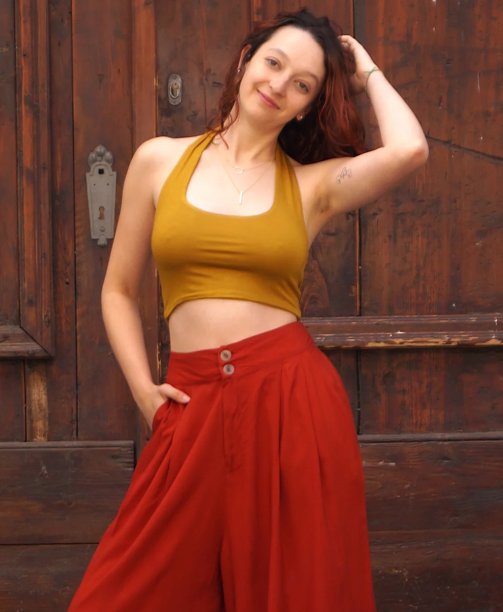 leichte Sommer-Hose aus ECOVERO Viskose - rost / m/l