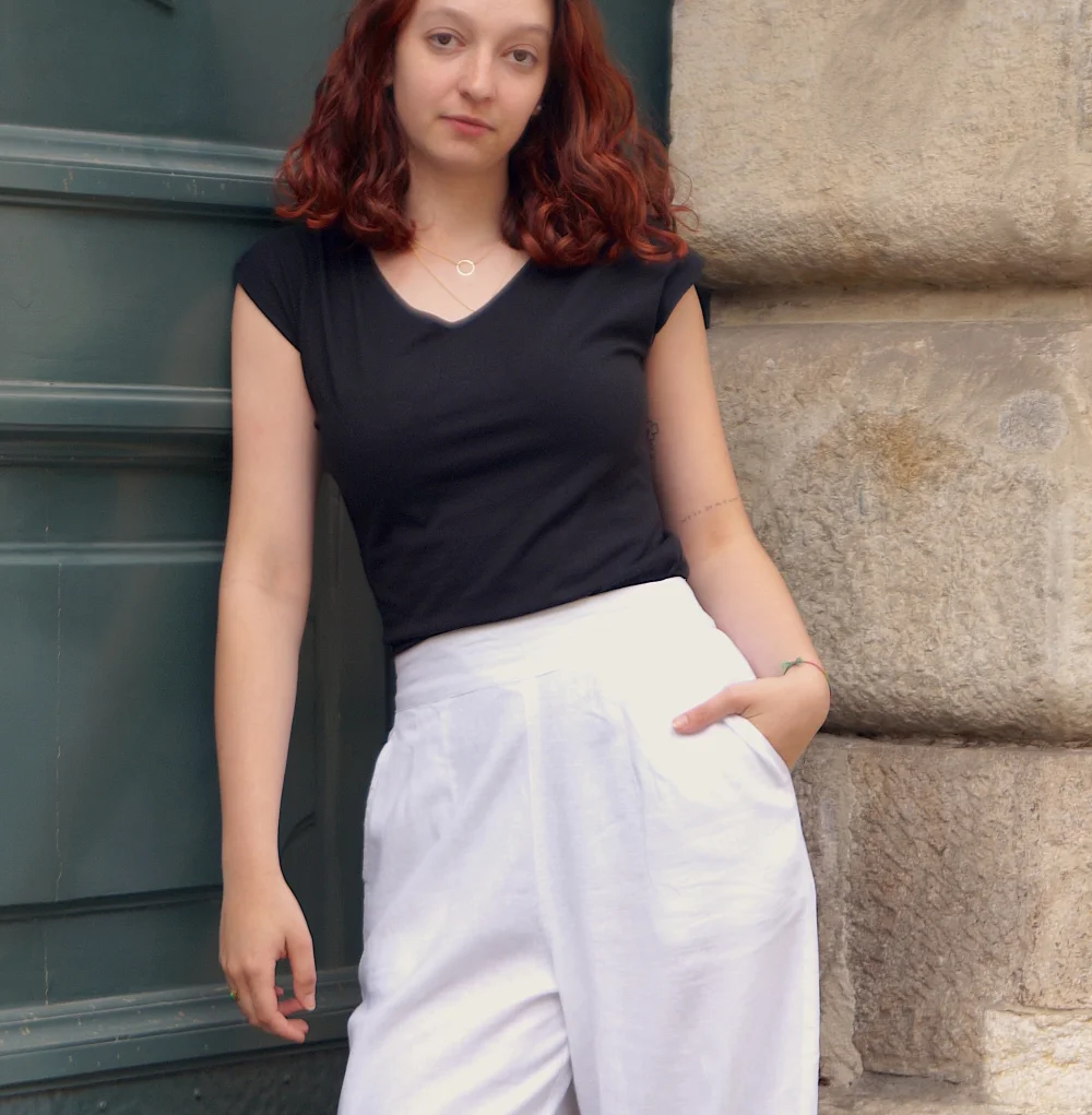 Leinenhose mit LENZING™ ECOVERO™ Viskose - weiß / small