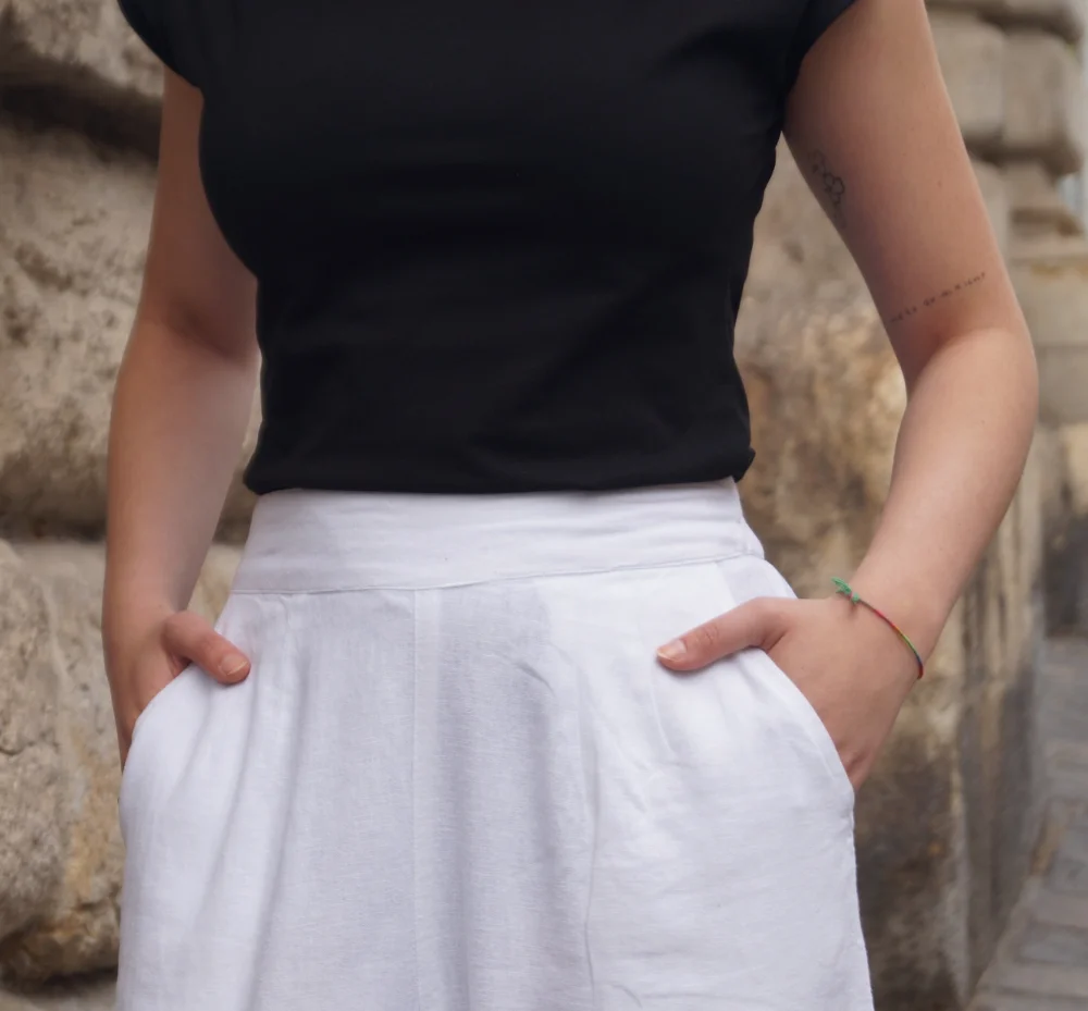 Leinenhose mit LENZING™ ECOVERO™ Viskose - weiß / small