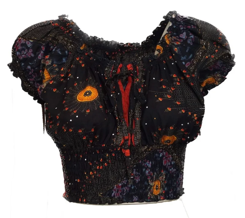Flamenco Top - schwarz bunt
