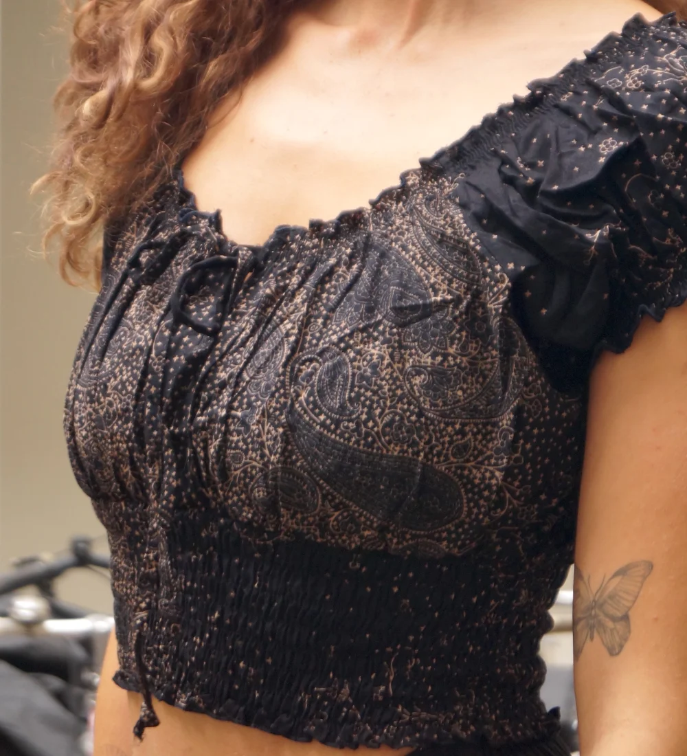 Flamenco Top - schwarz bunt
