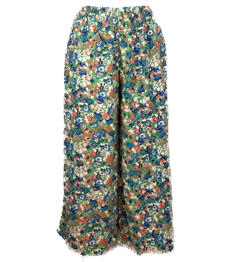 bedruckte Sommerhose aus LENZING™ ECOVERO™ Viscose - grün / s/m