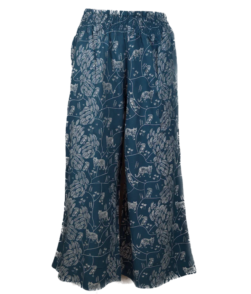 bedruckte Sommerhose aus LENZING™ ECOVERO™ Viscose - grün / s/m