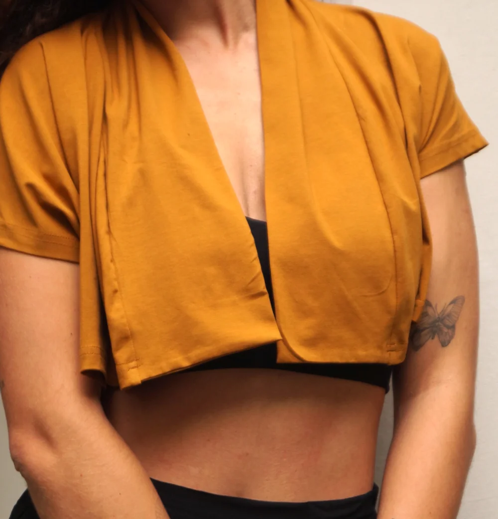 Bolero "Chloé" aus GOTS-zertifizierter Bio-Baumwolle - curry